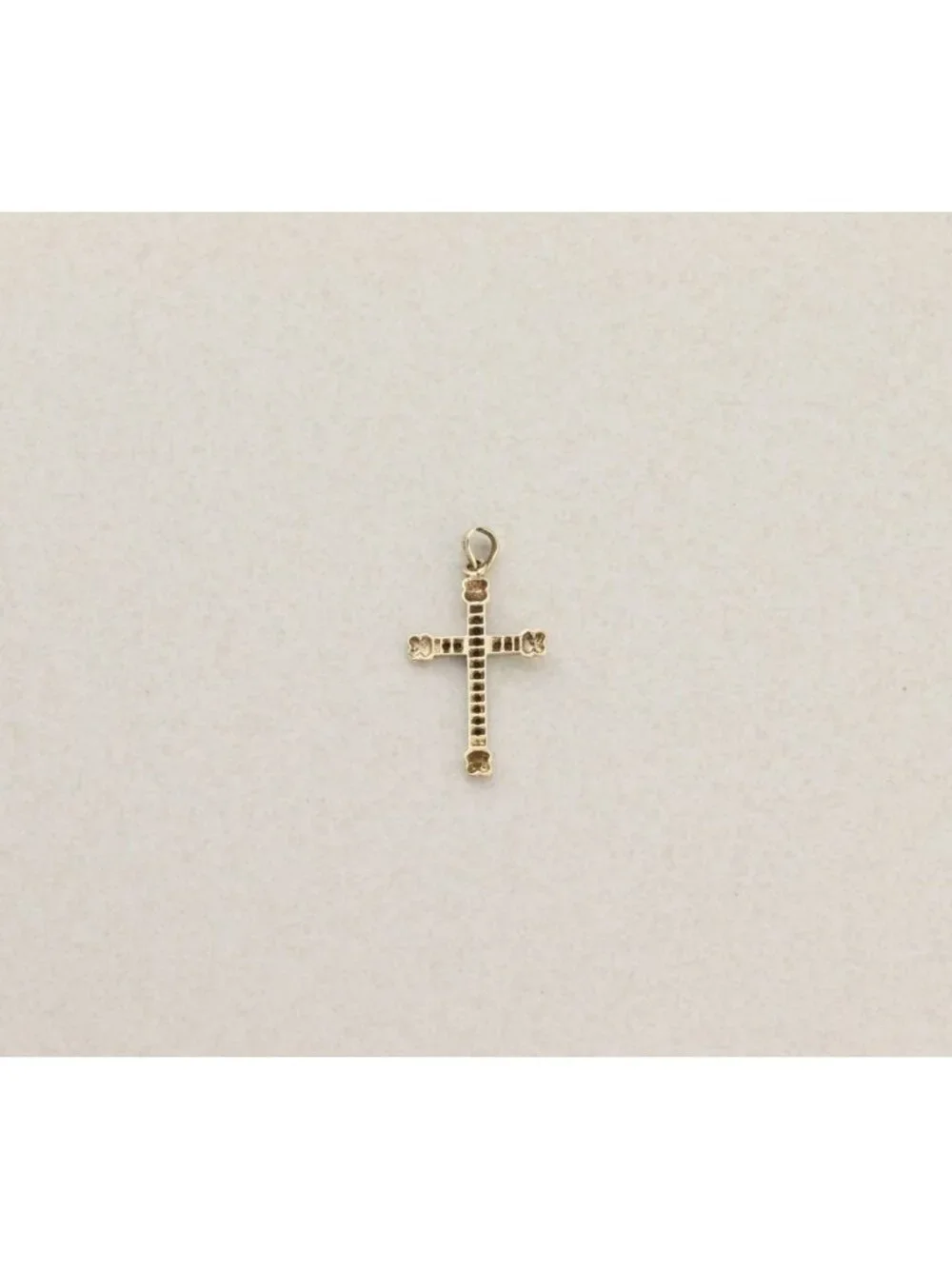 Pendant Only 14K White & Yellow Gold Diamond Cross Pendant 1 1/4" x 5/8" inch - Picture 7 of 7